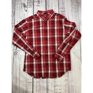 Columbia Sportswear Men's Button Down Shirt Red Plaid Size M Long Sleeve Outdoor